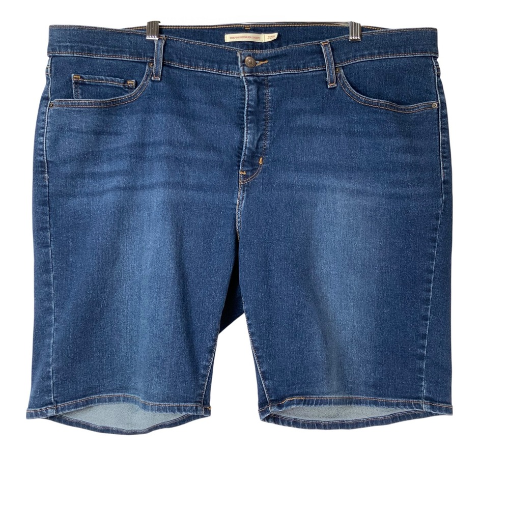 Levi's Shaping Bermuda Blue Jean Shorts 22W Zip Fly Stretch 5-Pockets Denim